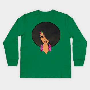 Beautiful Afro indian Women Sista Kids Long Sleeve T-Shirt